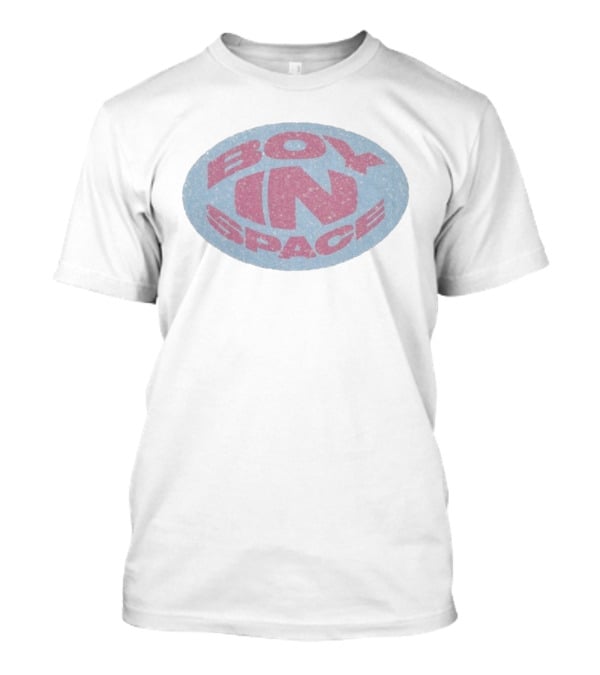 Boy In Space Glitter Oval Text Design T-Shirt