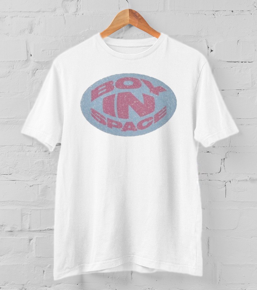Boy In Space Glitter Oval Text Design T-Shirt