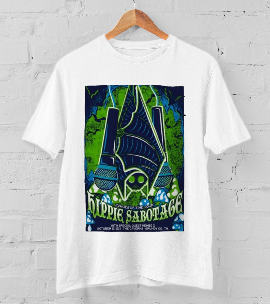 Hippie Sabotage Echoes Of Time Tour With Kembe X October 25 2025 The Caverns Grundy County TN T-Shirt