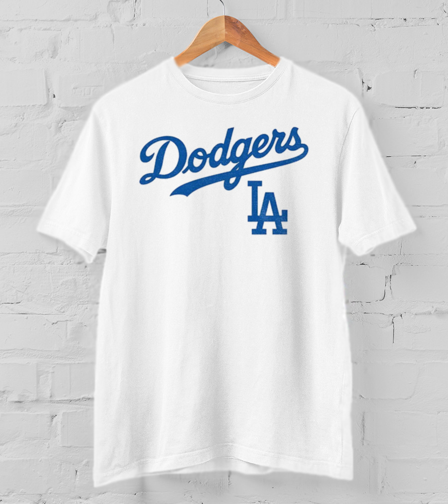 Dodgers LA Vintage Blue Script Team Emblem T-Shirt