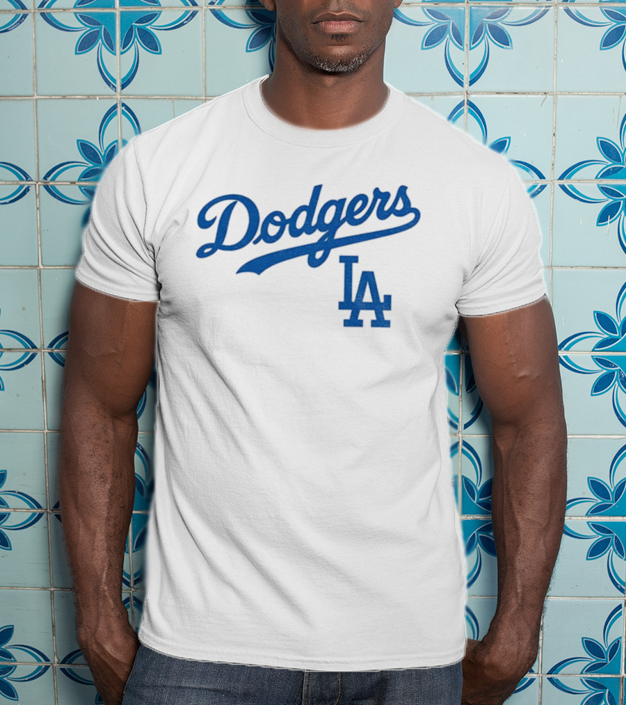 Dodgers LA Vintage Blue Script Team Emblem T-Shirt