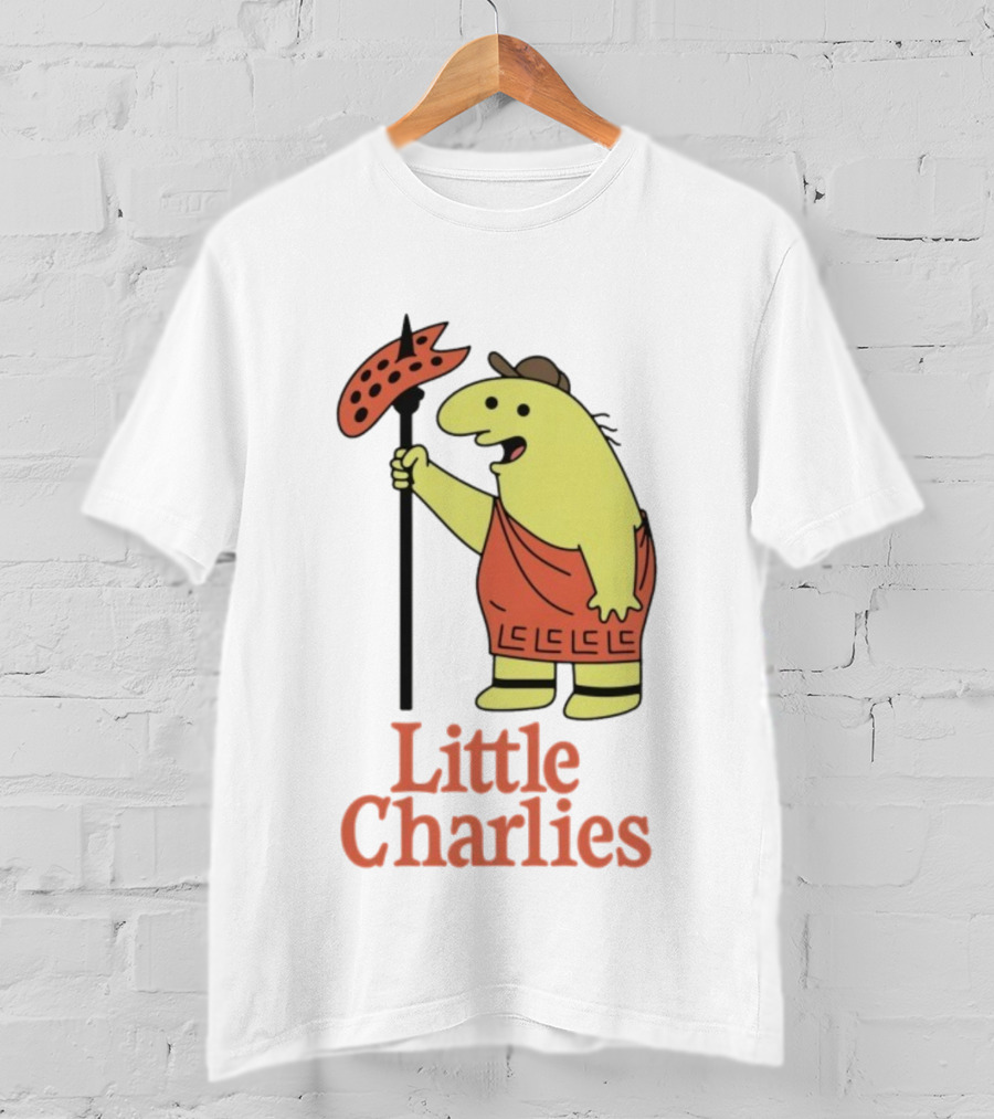 Little Charlies Cartoon Character With Tribal Shield T-Shirt