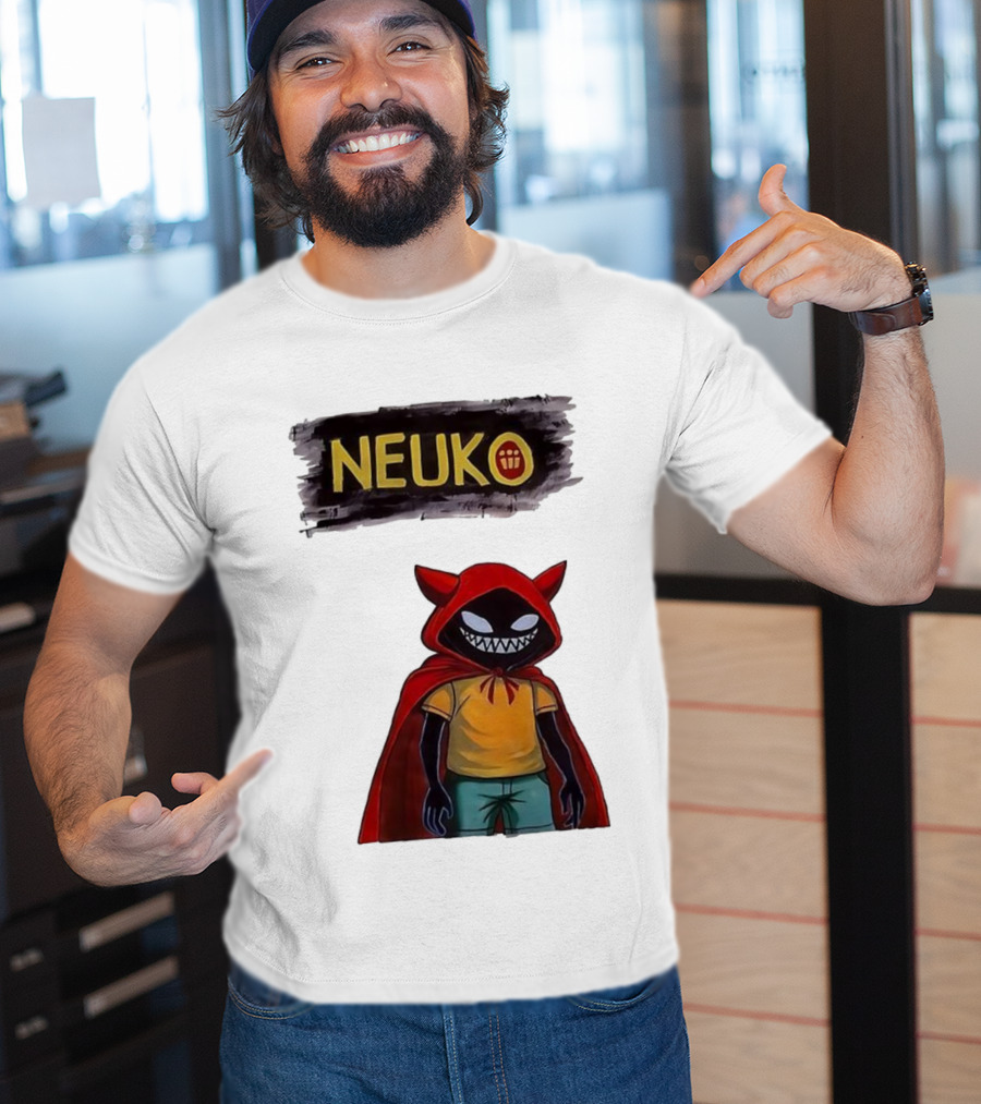 Neuko Evilhood Red Cloak Character With Mischievous Grin T-Shirt