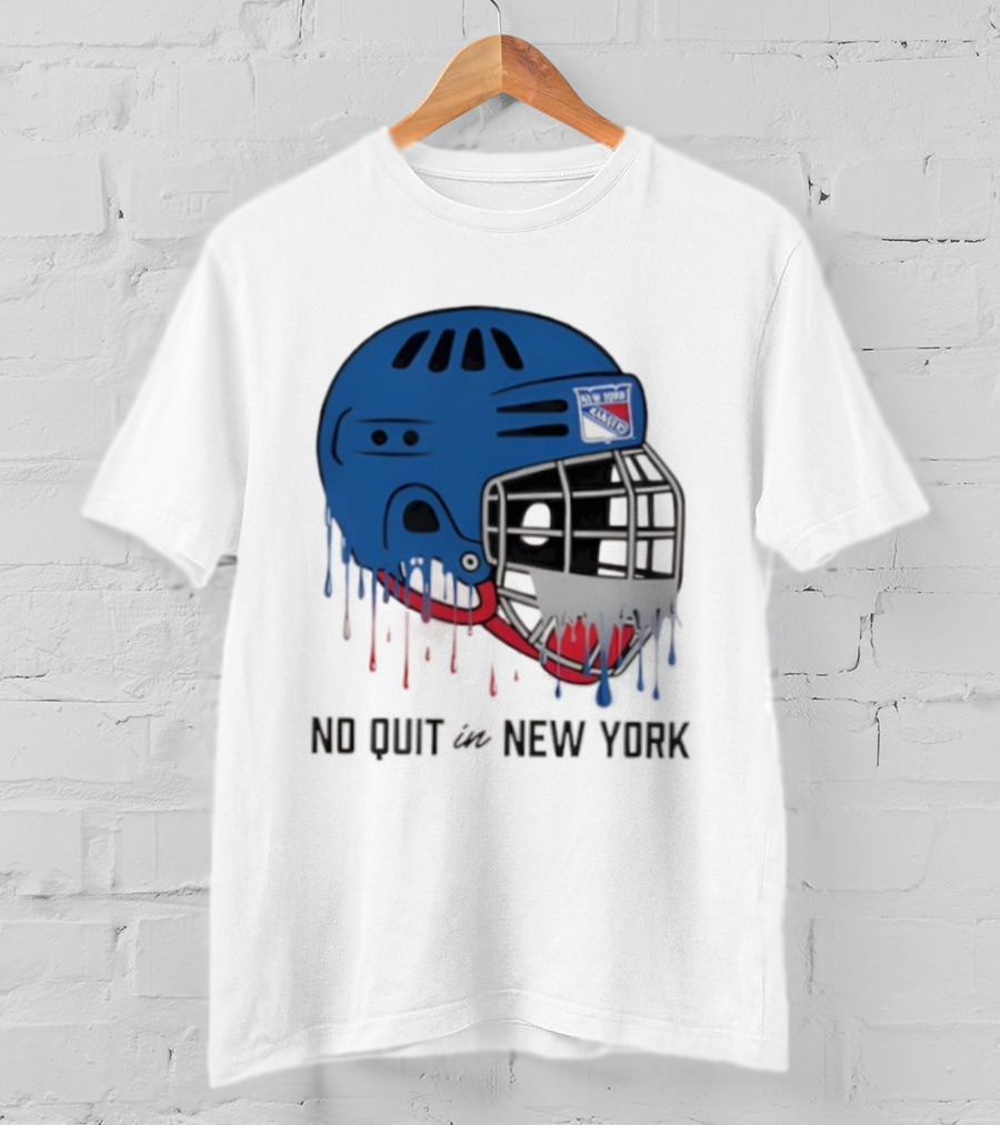 New York Rangers Drippy Helmet No Quit T-Shirt