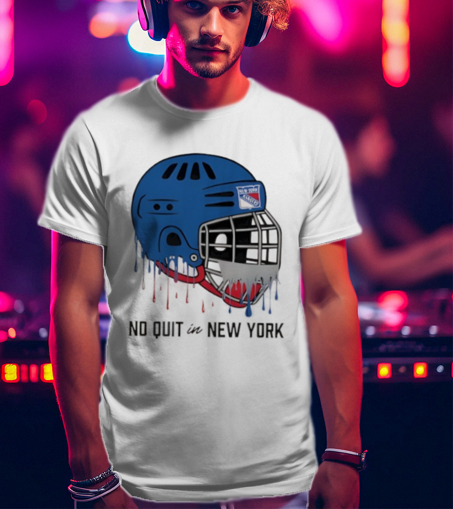 New York Rangers Drippy Helmet No Quit T-Shirt