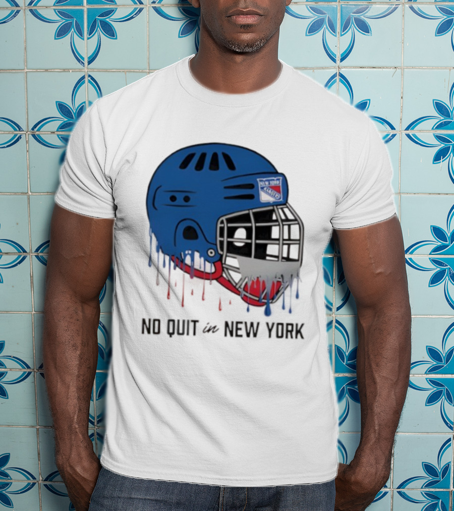 New York Rangers Drippy Helmet No Quit T-Shirt