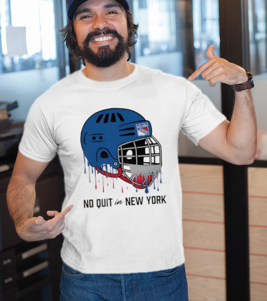New York Rangers Drippy Helmet No Quit T-Shirt