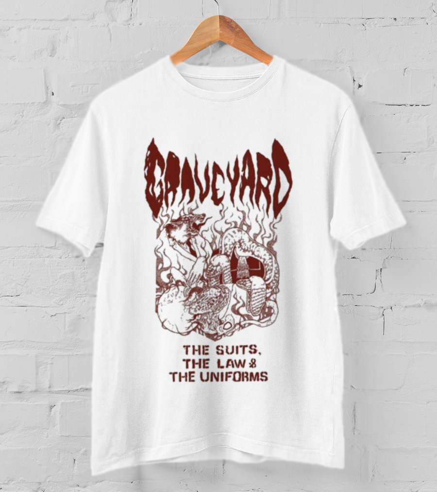 Graveyard The Suits The Law The Uniforms Goliath Skeleton Artwork T-Shirt