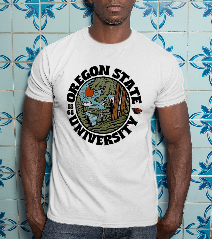 Oregon State University Beavers Football Est 1868 Scenic Landscape T-Shirt