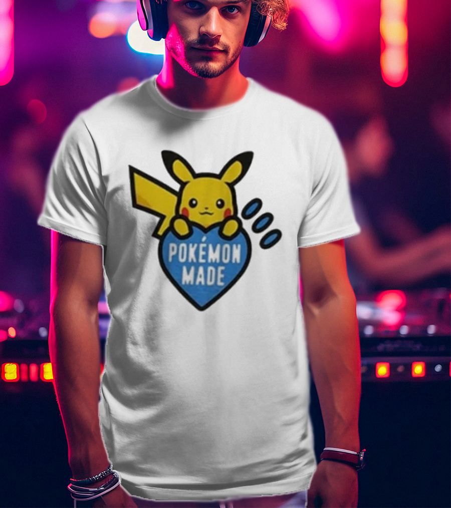 Pikachu Pokemon Made Heart Design T-Shirt
