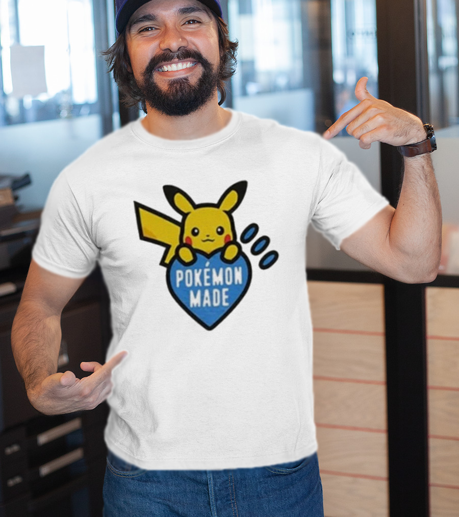 Pikachu Pokemon Made Heart Design T-Shirt