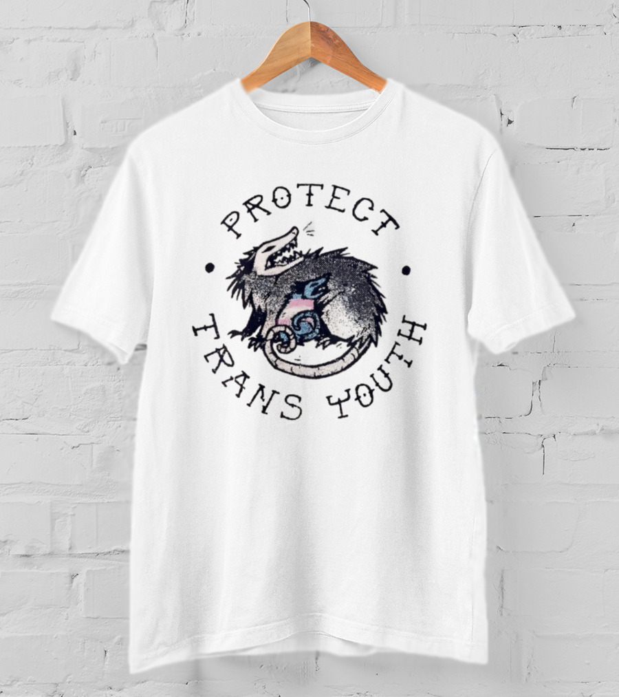 Protect Trans Youth Opossum With Trans Flag Baby T-Shirt