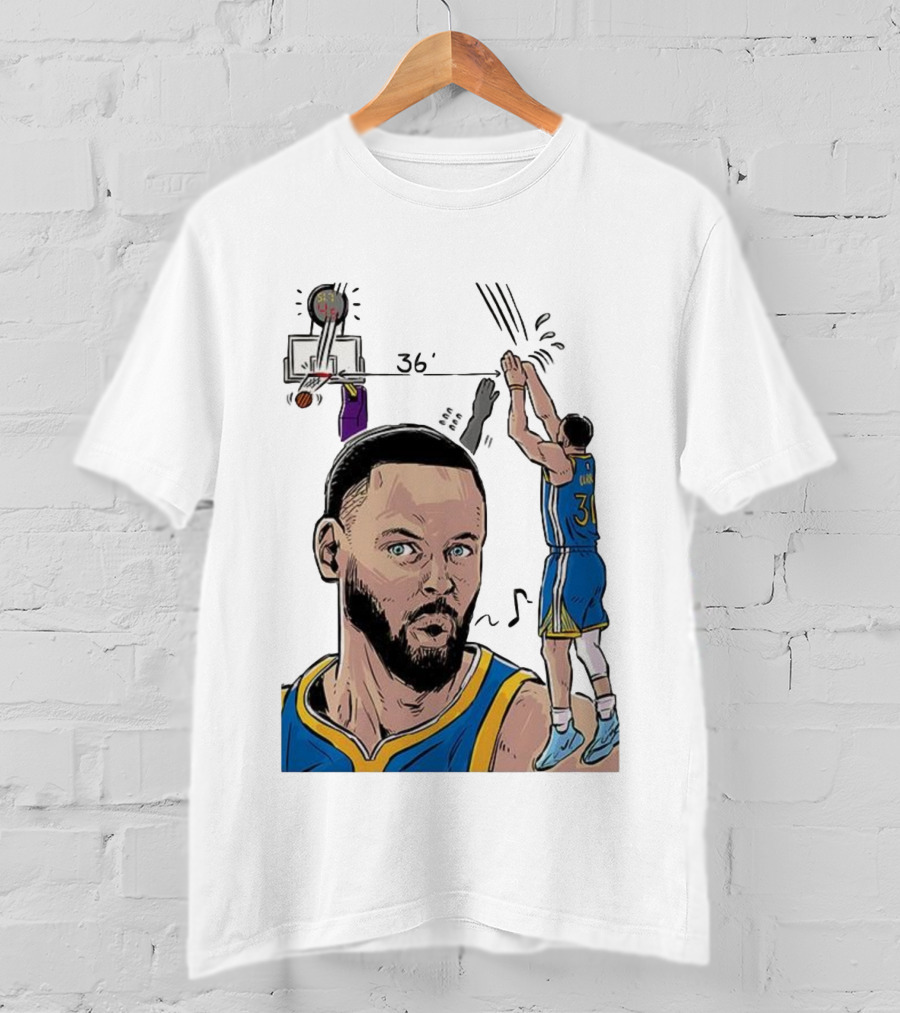 Stephen Curry Golden State Warriors NBA 36 Feet Comic Basketball Shot T-Shirt