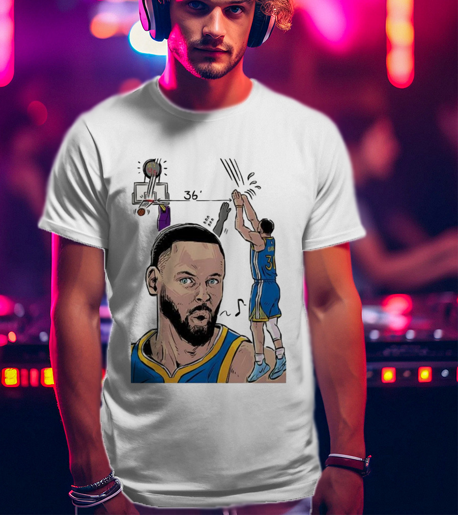 Stephen Curry Golden State Warriors NBA 36 Feet Comic Basketball Shot T-Shirt