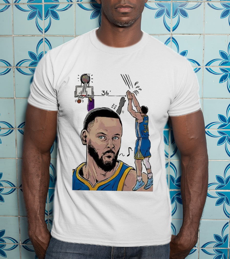 Stephen Curry Golden State Warriors NBA 36 Feet Comic Basketball Shot T-Shirt