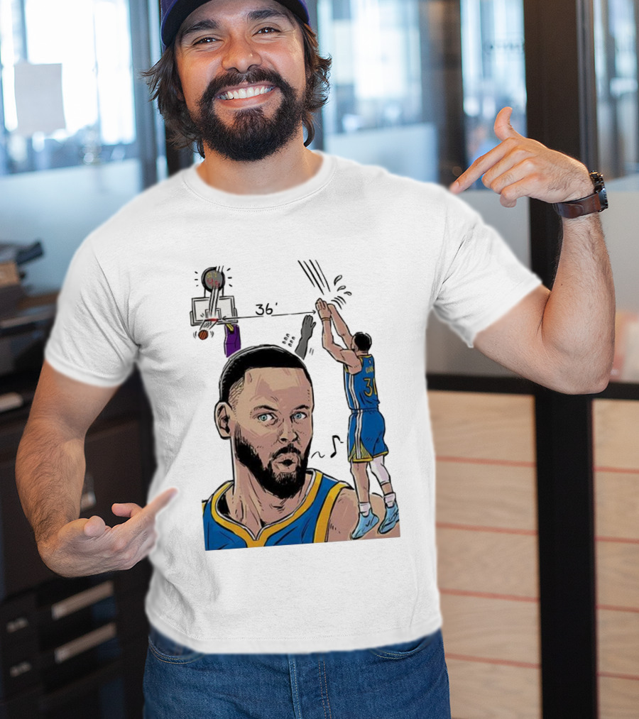 Stephen Curry Golden State Warriors NBA 36 Feet Comic Basketball Shot T-Shirt