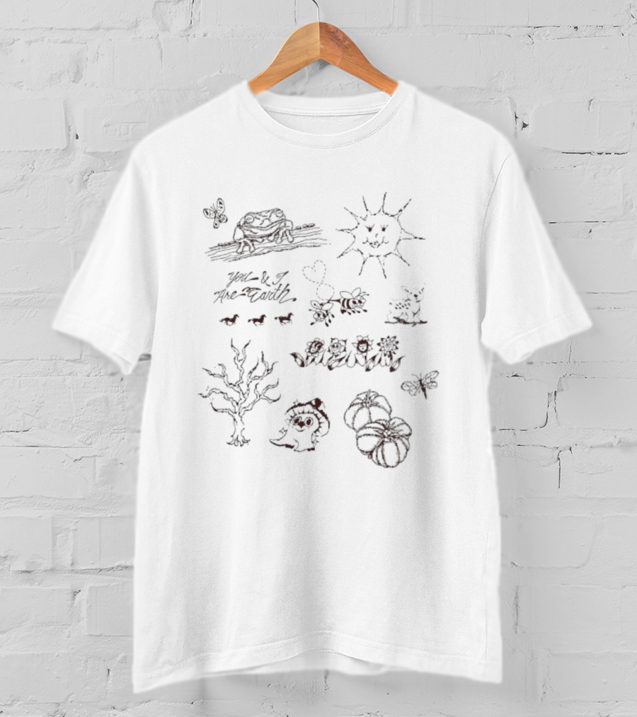 You And I Are Earth Happy Sun Heart Nature Animals Butterflies Smiling Faces T-Shirt