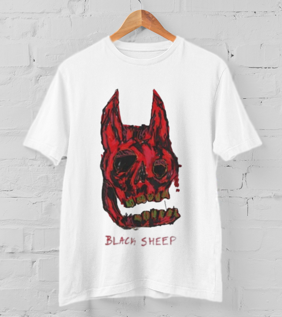 Caskey Black Sheep Skull Red Demon Mask T-Shirt