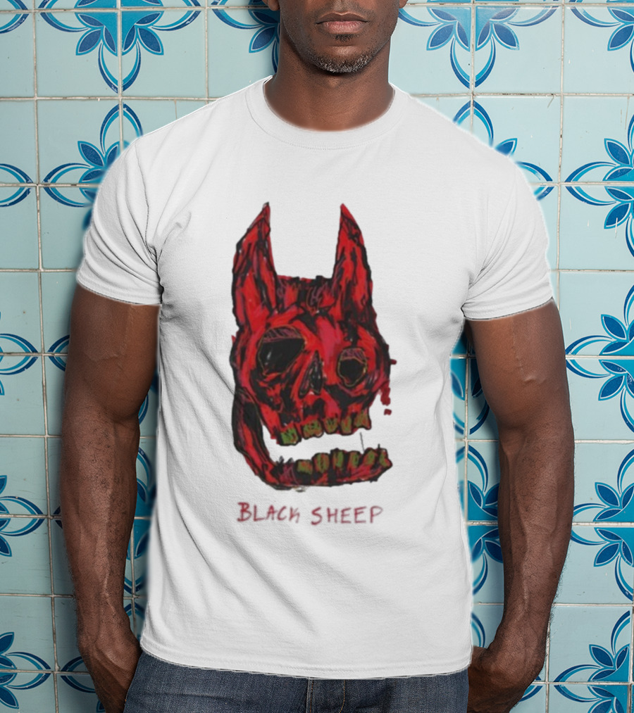 Caskey Black Sheep Skull Red Demon Mask T-Shirt