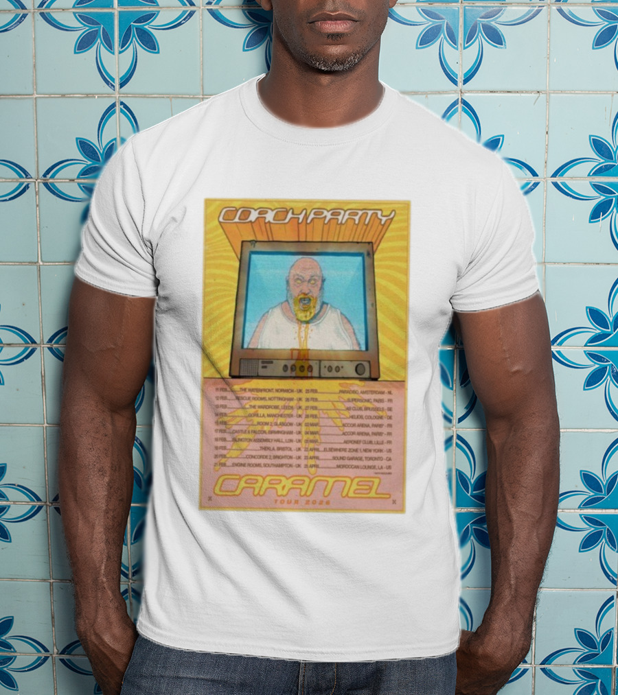 Coach Party Caramel Tour 2026 Concert Dates And Venues With Retro TV Illustration T-Shirt