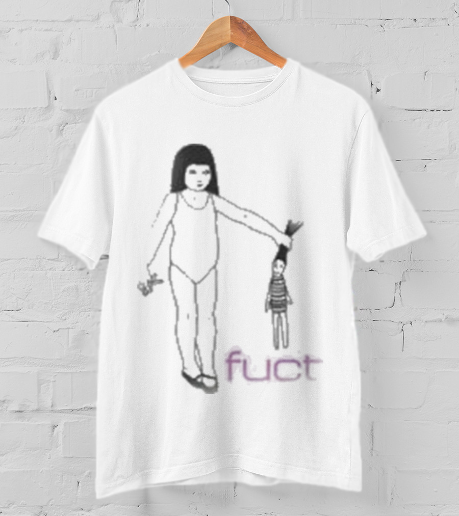 Fuct Scissor Psychosis Drawing With Figure Holding Object T-Shirt
