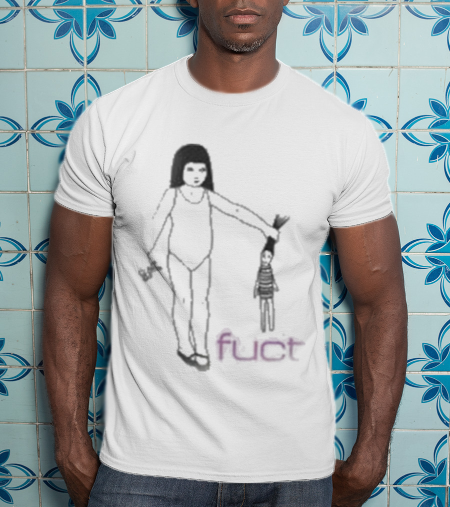 Fuct Scissor Psychosis Drawing With Figure Holding Object T-Shirt