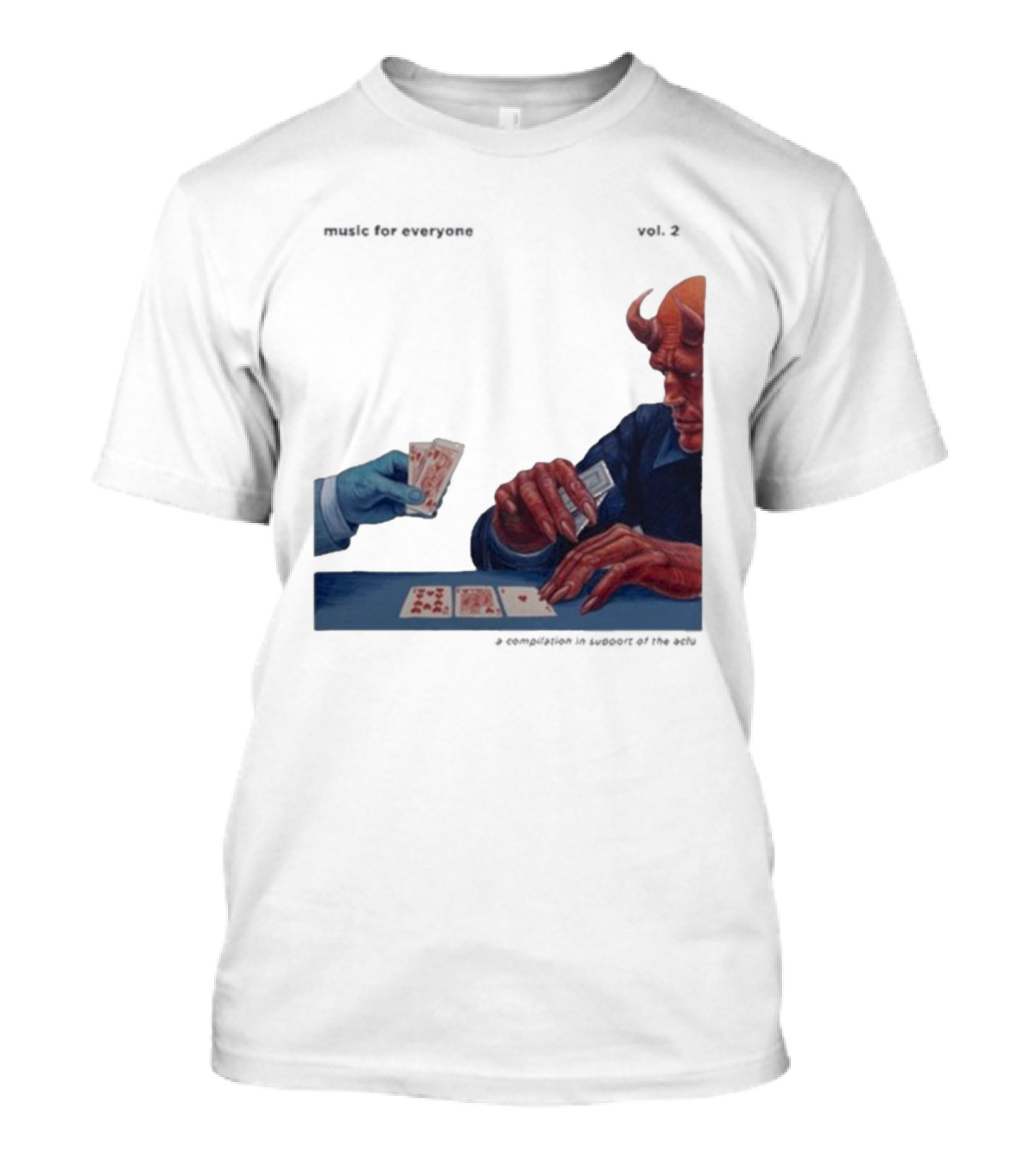 L.S. Dunes Music For Everyone Vol. 2 Satan Card Game Demon Illustration T-Shirt