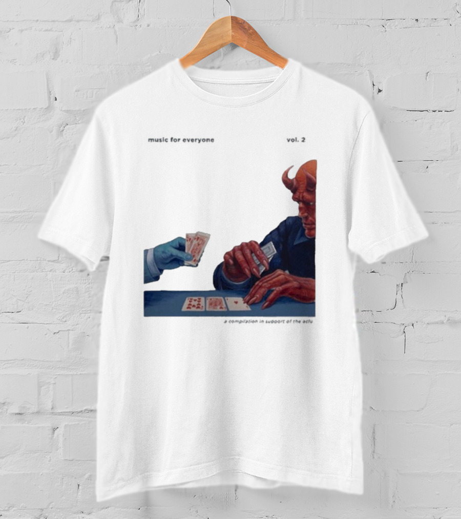 L.S. Dunes Music For Everyone Vol. 2 Satan Card Game Demon Illustration T-Shirt