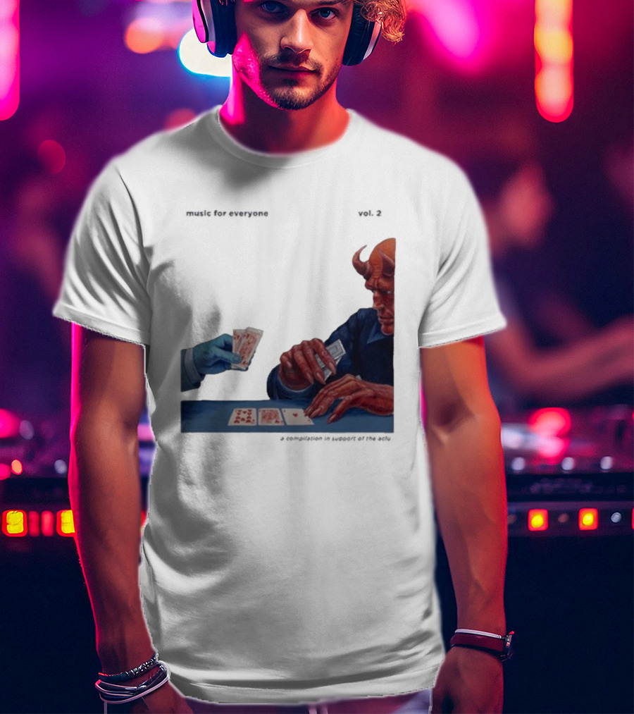 L.S. Dunes Music For Everyone Vol. 2 Satan Card Game Demon Illustration T-Shirt