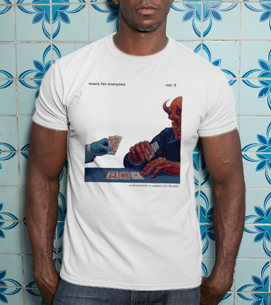 L.S. Dunes Music For Everyone Vol. 2 Satan Card Game Demon Illustration T-Shirt