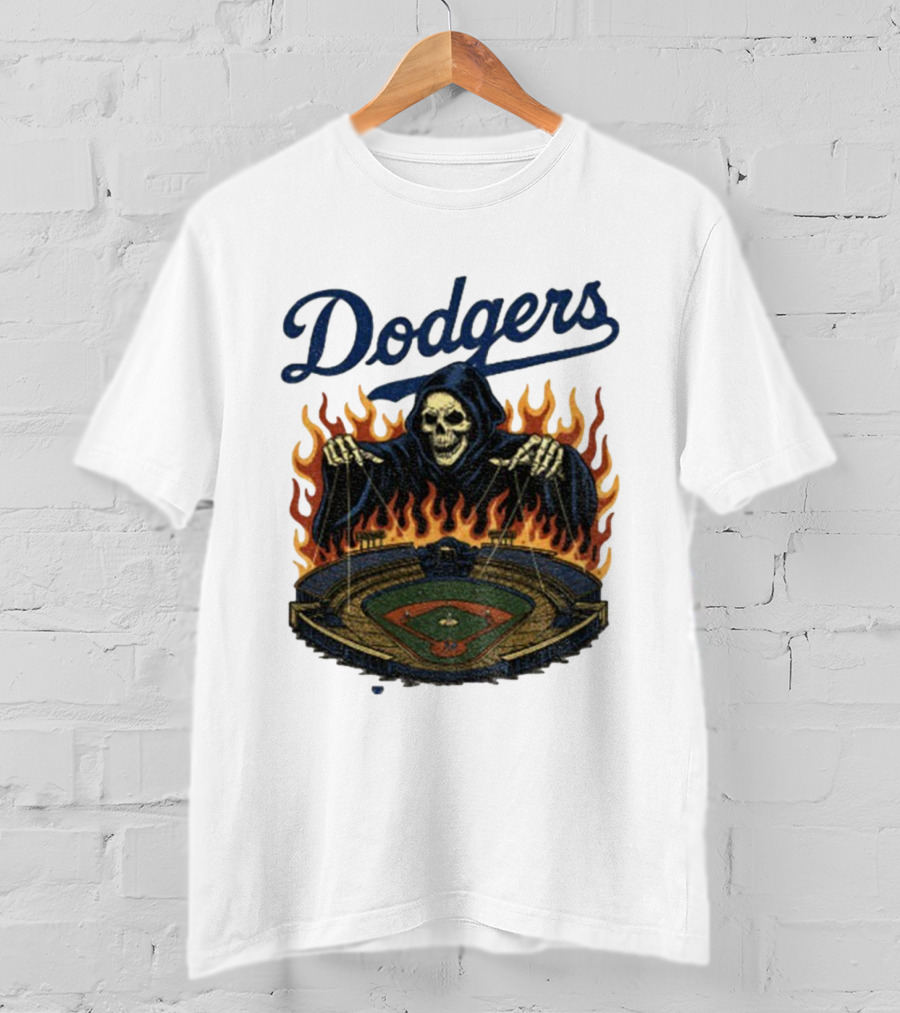 Dodgers Grim Reaper Over Baseball Stadium Fire Swea T-Shirt