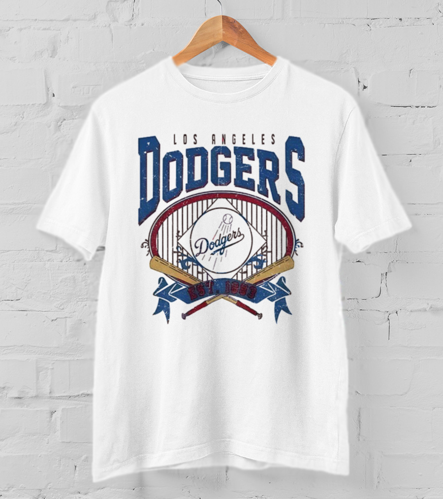Los Angeles Dodgers Vintage 90s Est 1883 Baseball Team Retro Style T-Shirt