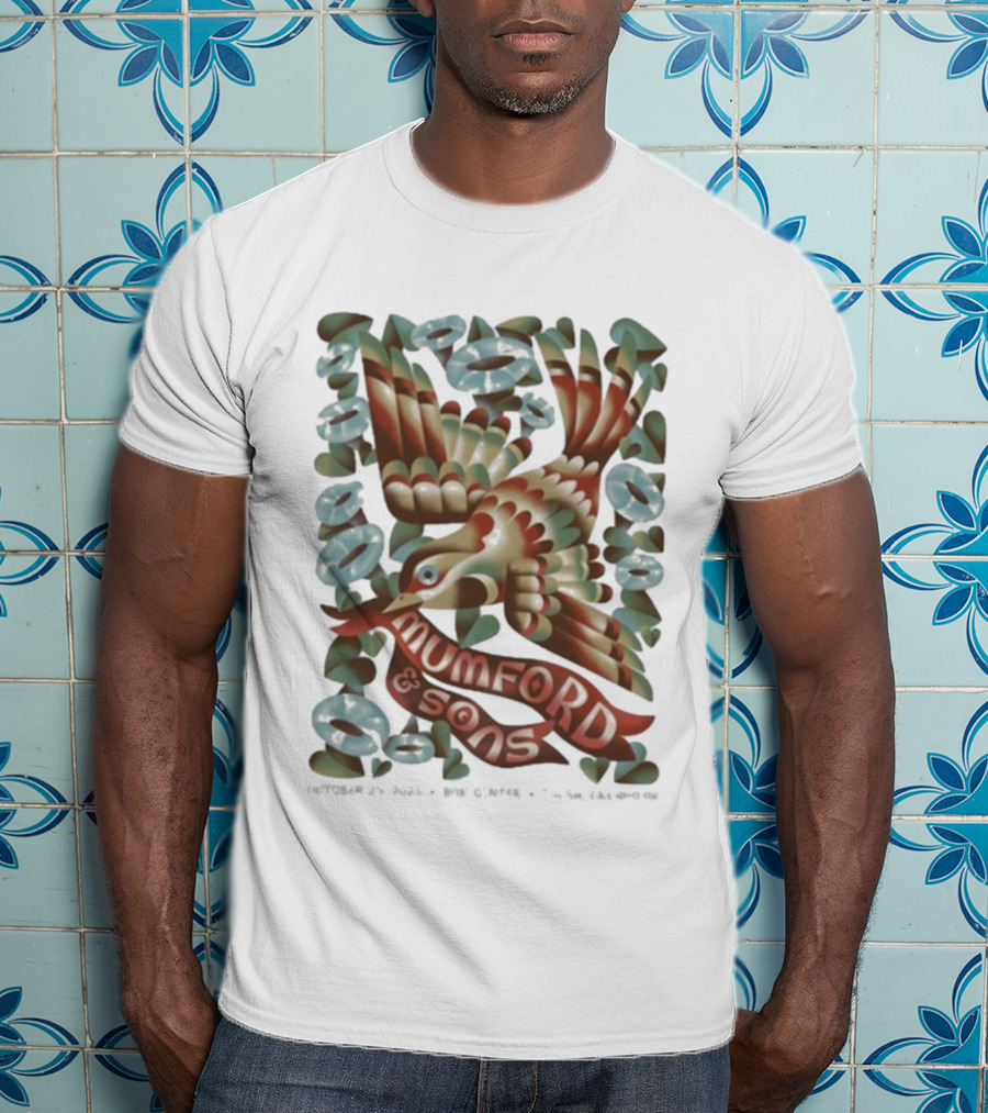 Mumford And Sons Oct 25 2025 BOK Center Tulsa Oklahoma Concert Bird Tattoo Style T-Shirt