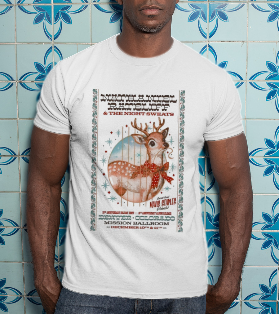 Nathaniel Rateliff Night Sweats Dec 10 11 2025 Mission Ballroom Denver CO Fawn And Deer Bolo Tie T-Shirt