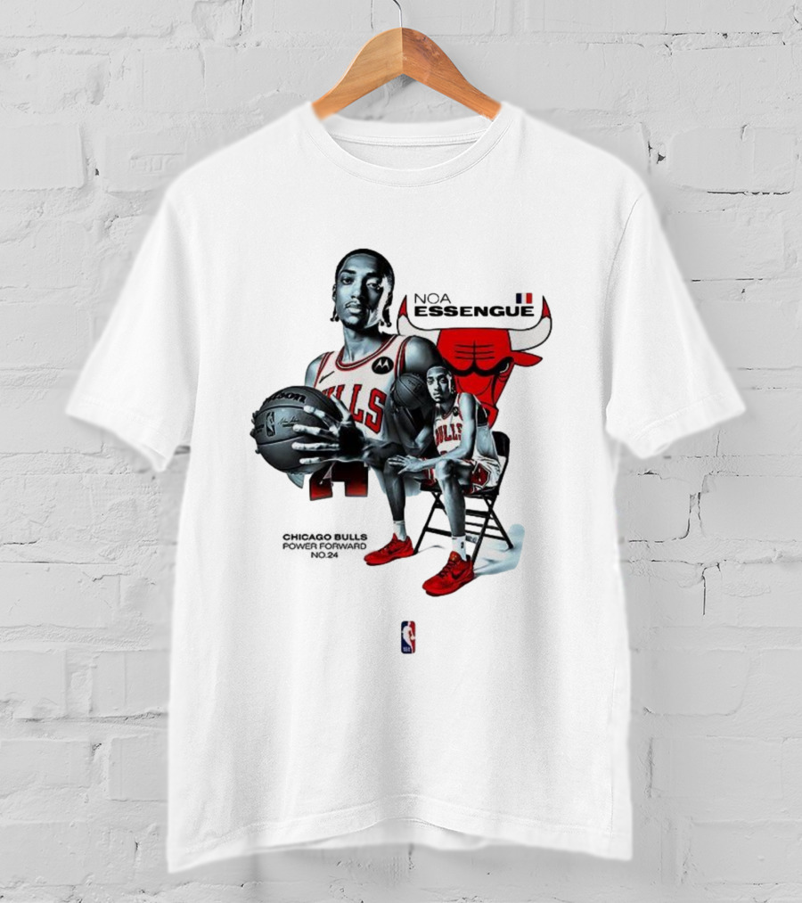 Noa Essengue Chicago Bulls Power Forward NBA Basketball Number 24 T-Shirt