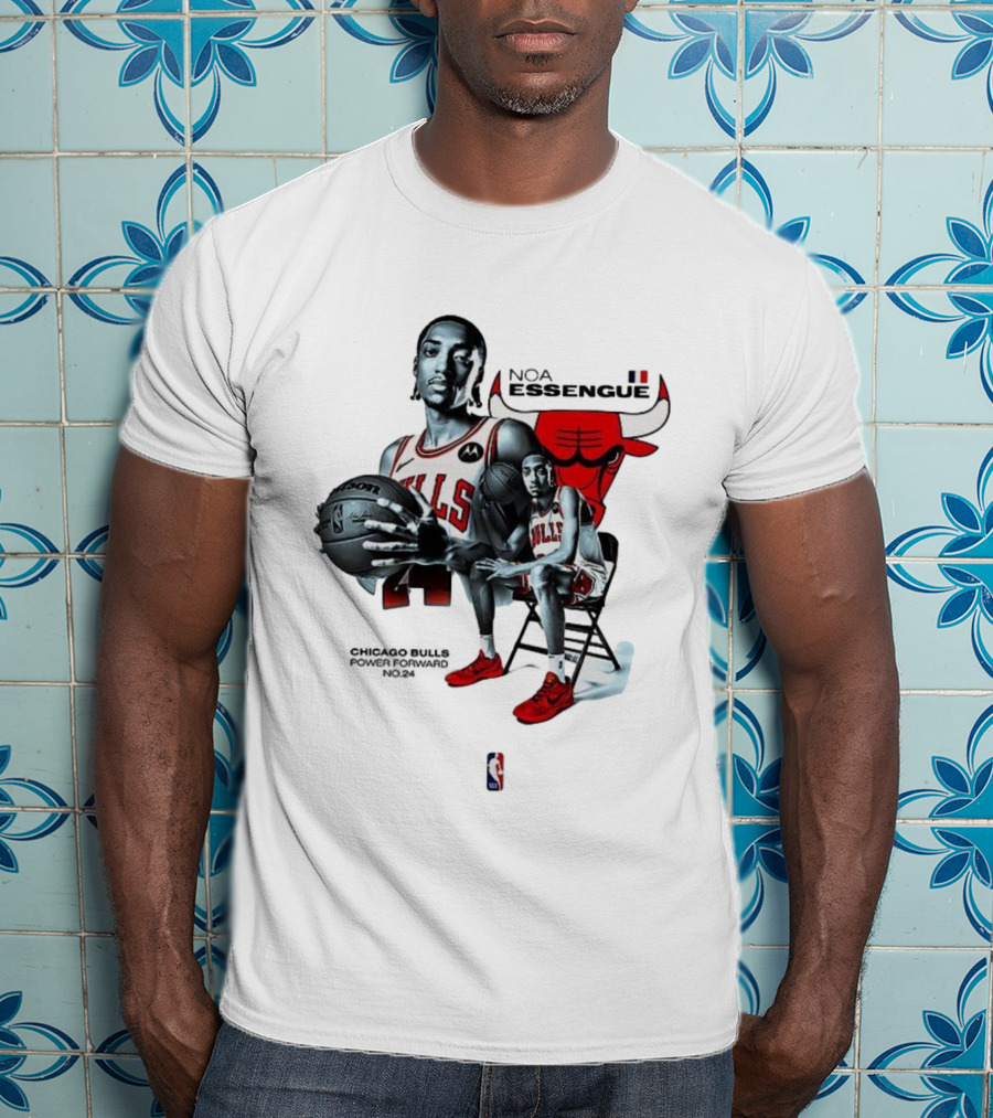 Noa Essengue Chicago Bulls Power Forward NBA Basketball Number 24 T-Shirt