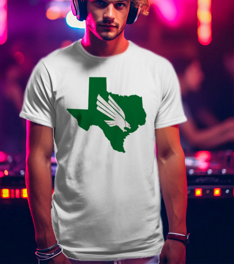 North Texas State Texas Diving Eagle Green Map T-Shirt