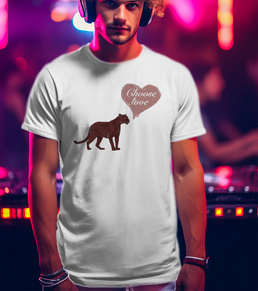 Pinkpantheress Choose Love Heart Panther Collaboration T-Shirt