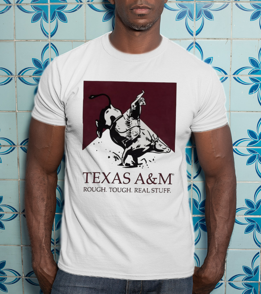 Texas A&M Rough Tough Real Stuff Bull Rider Retro T-Shirt