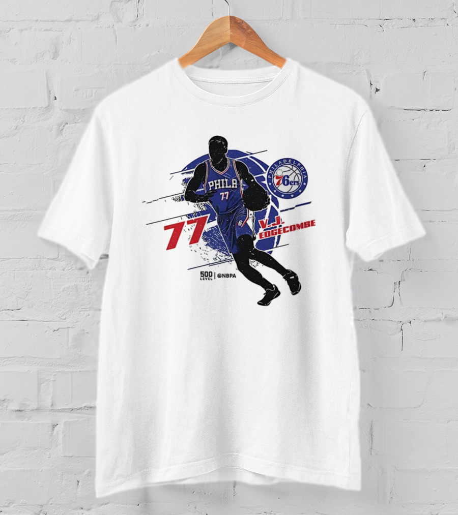Philadelphia 76ers VJ Edgecombe Number 77 Basketball Player T-Shirt