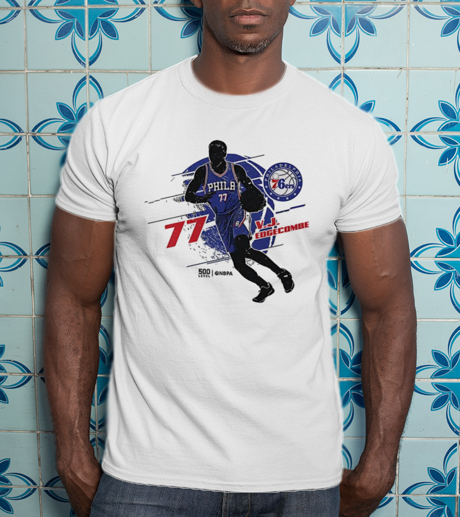 Philadelphia 76ers VJ Edgecombe Number 77 Basketball Player T-Shirt