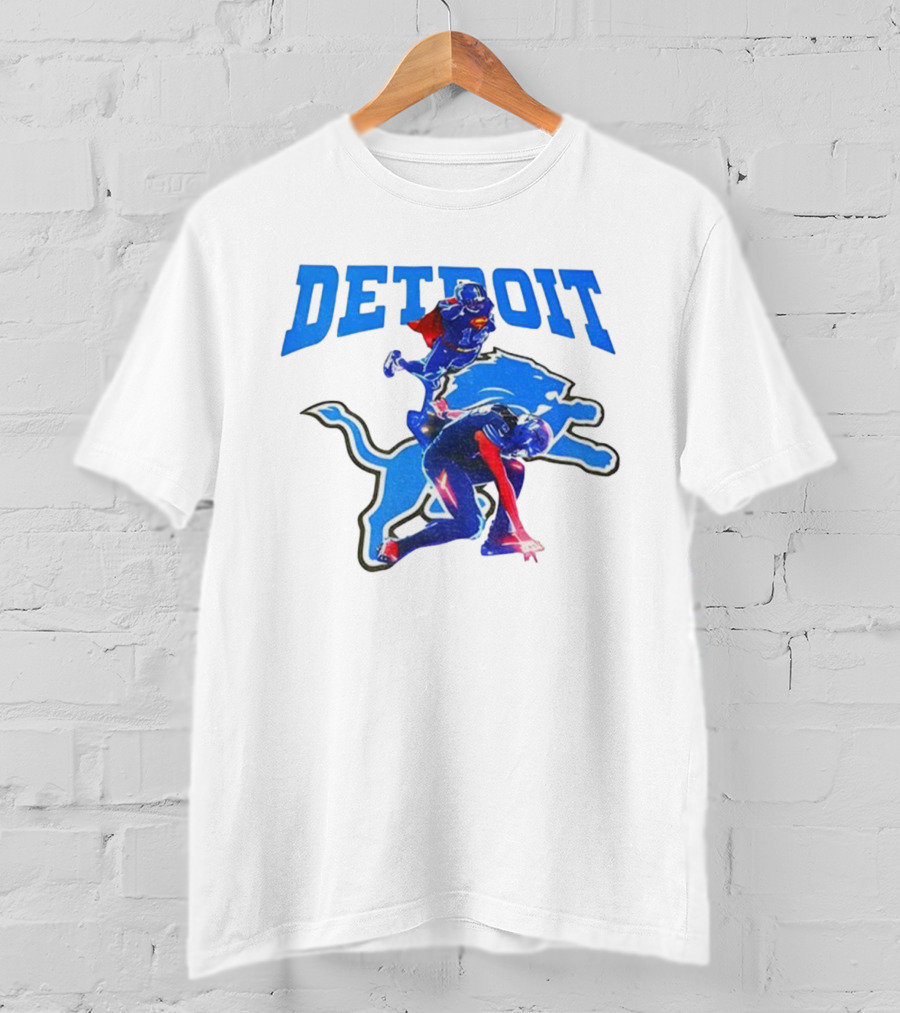 Detroit Lions Superman Crossover Athlete Leap T-Shirt