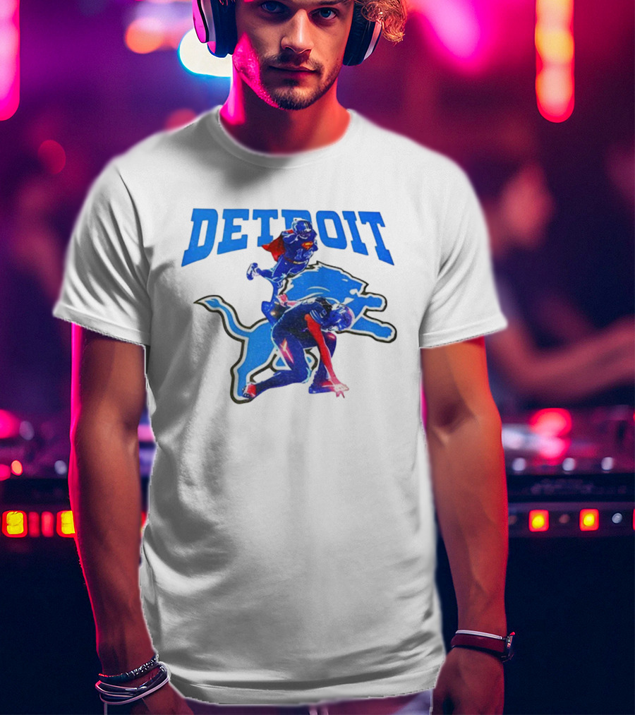 Detroit Lions Superman Crossover Athlete Leap T-Shirt