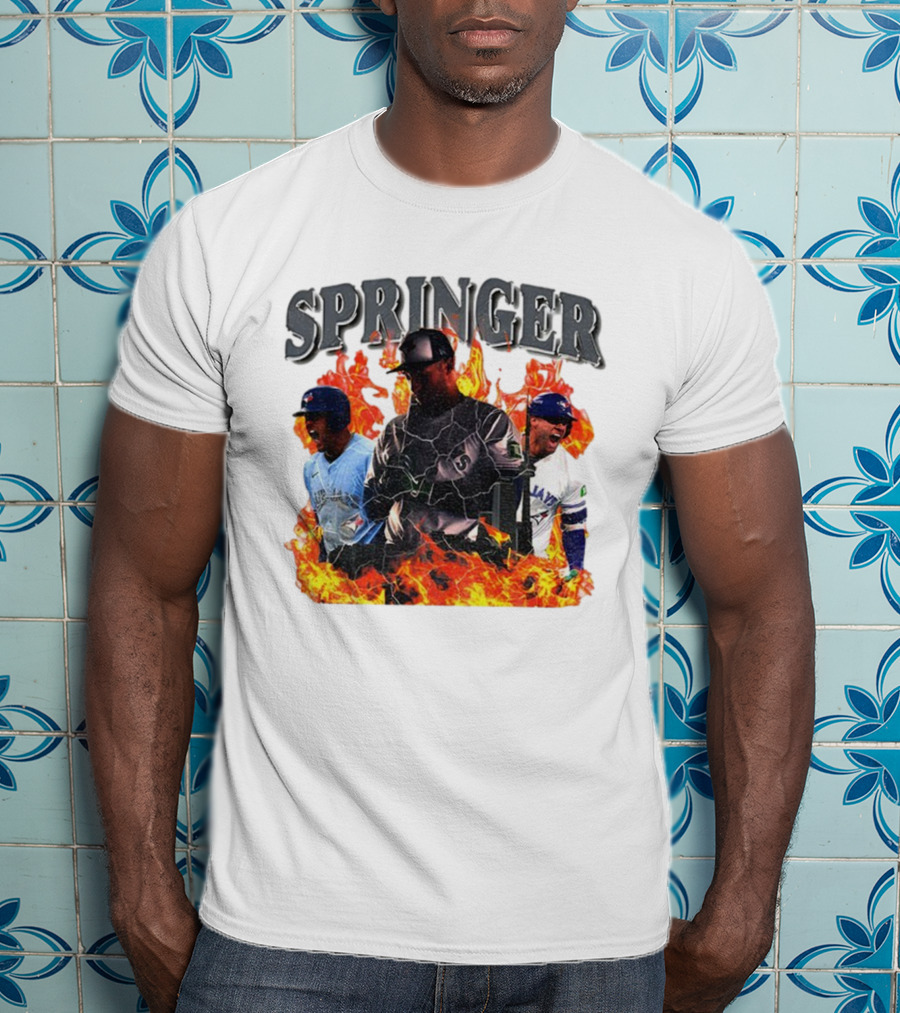 SPRINGER George Toronto Blue Jays Playoffs Fire Background T-Shirt