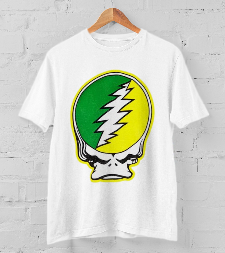 Grateful Ducks Grateful Dead Steal Your Face Green Yellow Bolt 26 T-Shirt