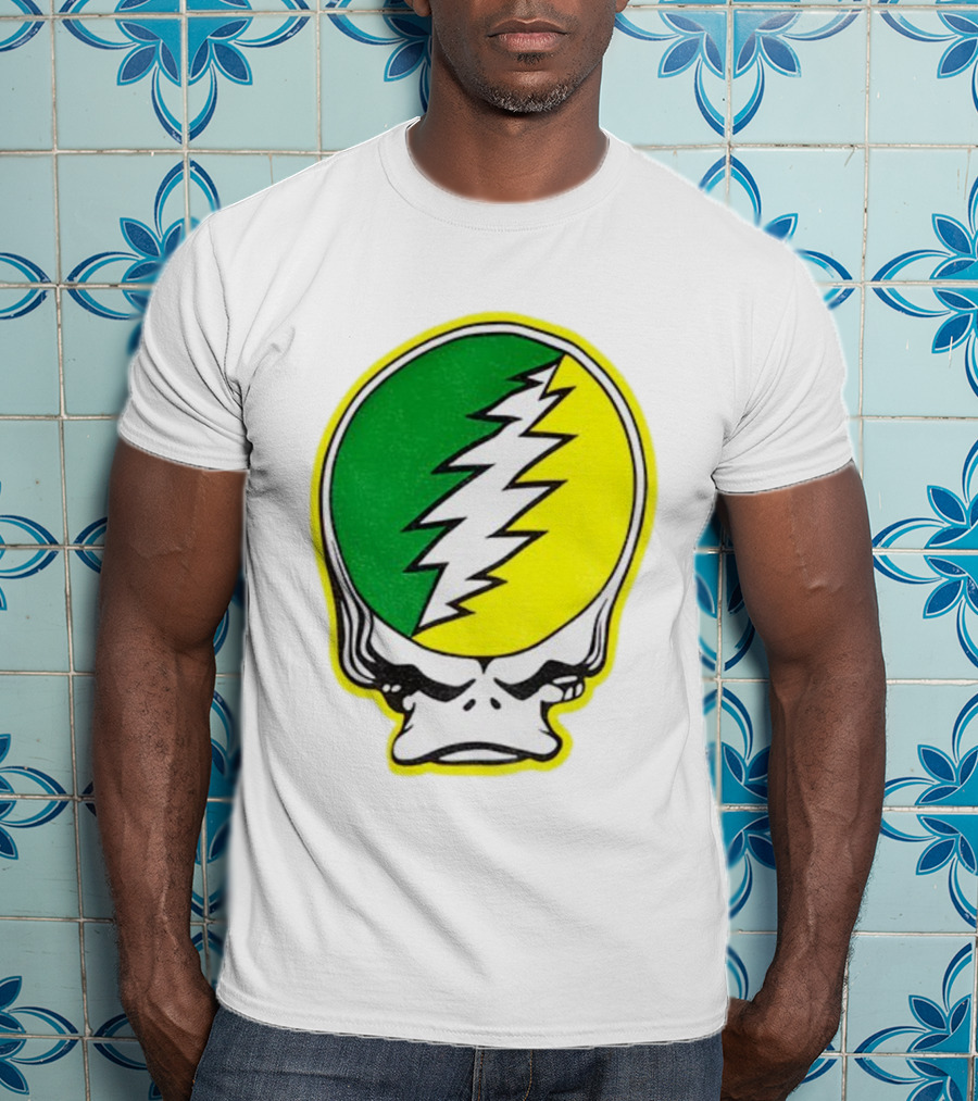 Grateful Ducks Grateful Dead Steal Your Face Green Yellow Bolt 26 T-Shirt