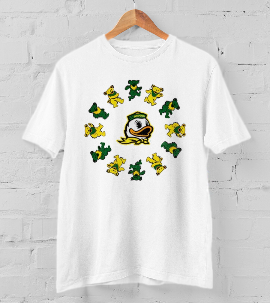 Grateful Ducks Oregon Ducks Grateful Dead Bear Circle T-Shirt