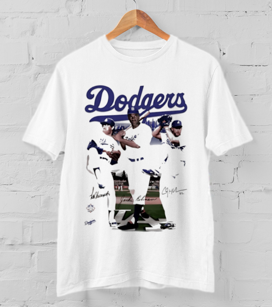 Los Angeles Dodgers Mookie Betts Steve Sax Clayton Kershaw Signatures Vintage Style T-Shirt