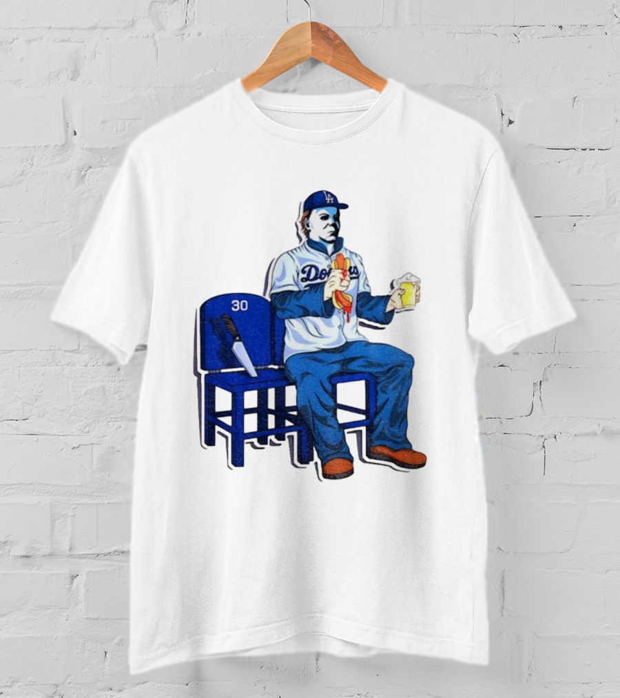 Michael Myers Dodgers Dave Roberts Hot Dog Beer MLB 2025 T-Shirt