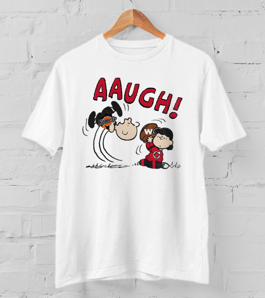 Peanuts Charlie Brown Cincinnati Cyclones Vs Komets Hockey AAUGH! Lucy Linus T-Shirt